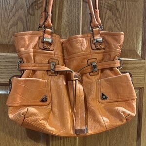 B. Makowsky Orange Leather Shoulder Bag